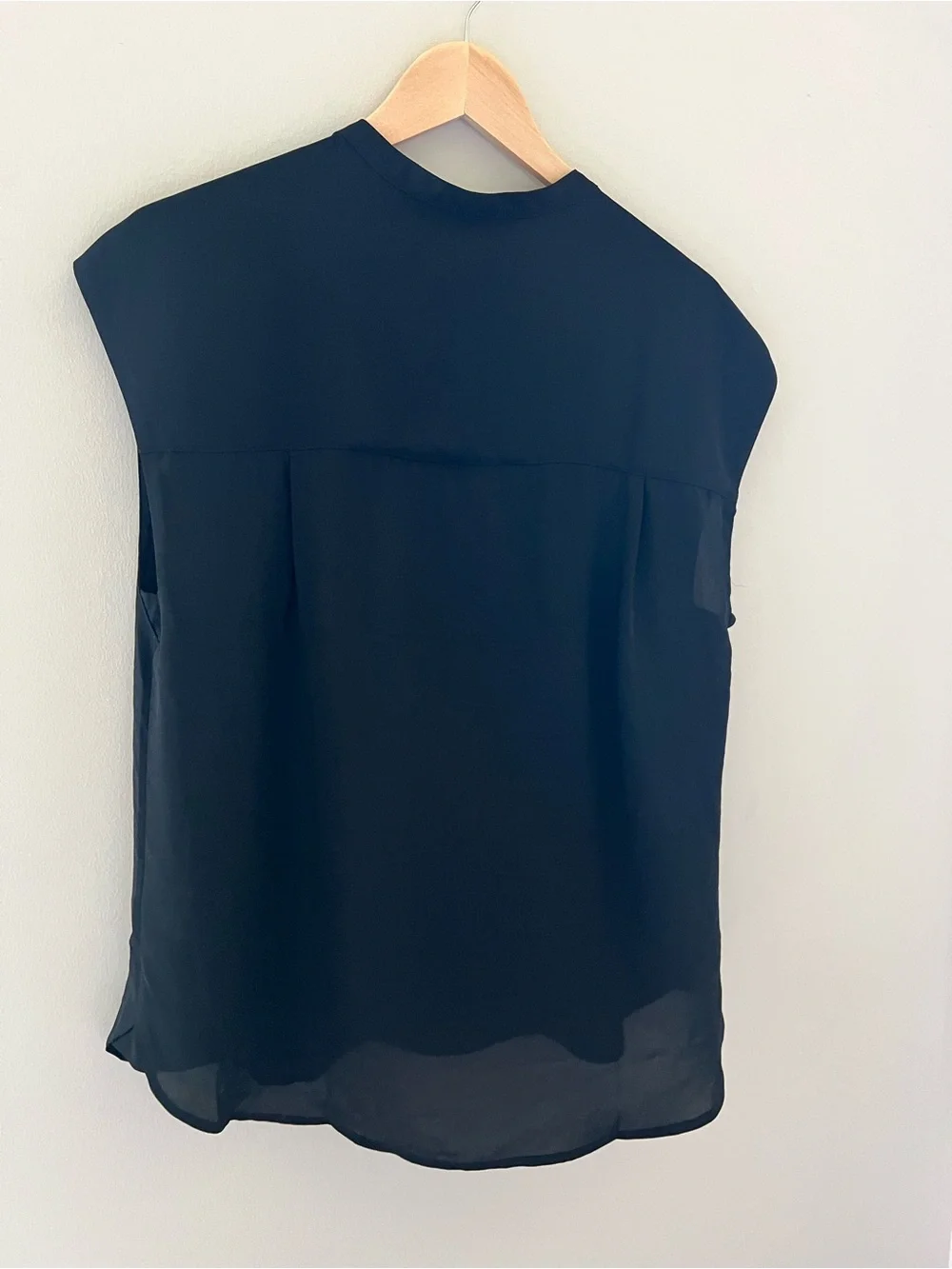 J Crew 365 Size Large Tall Top Black Sleeveless Split Neck Banded Collar Office